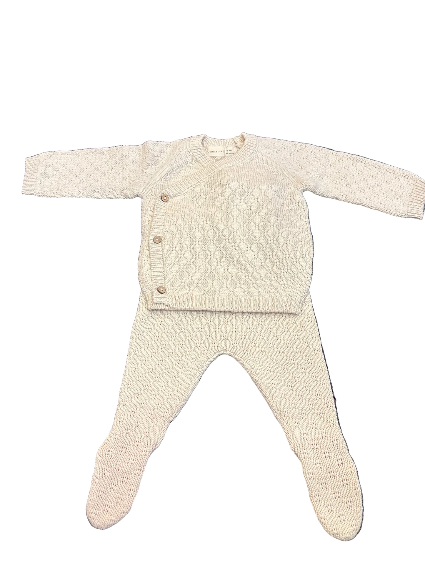 Natural knit wrap top & pant set
