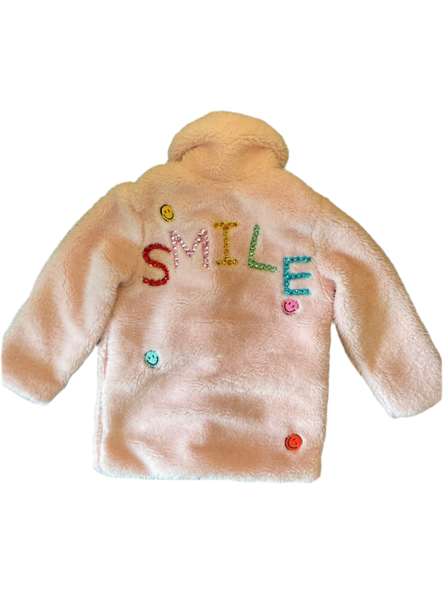 Kids Pink Sherpa Smile Coat