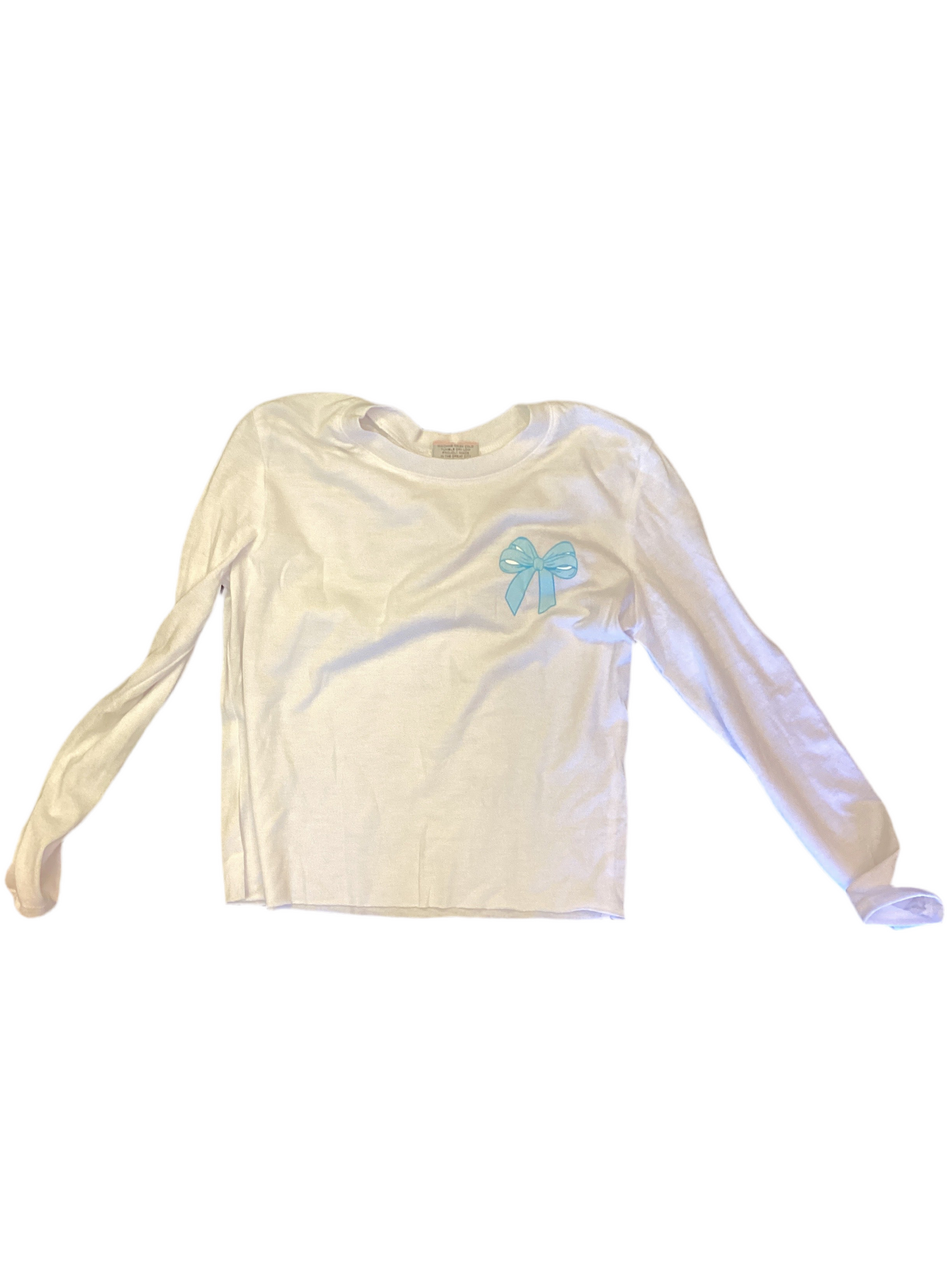 Firehouse white blue bow long sleeve tshirt