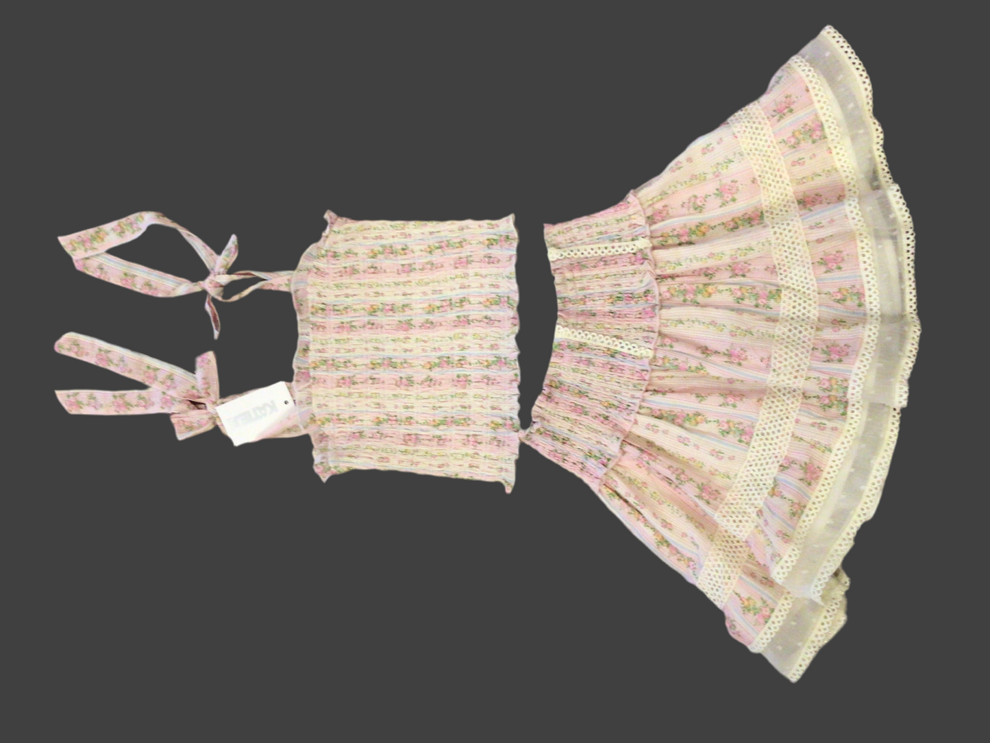 KatieJ shabby floral stripe 2 pc skirt set Lara