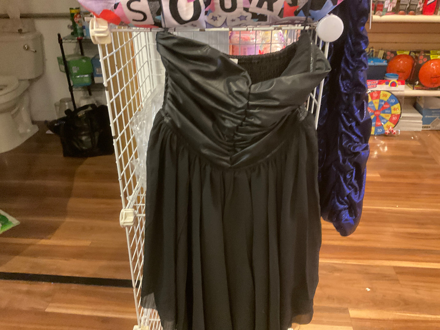 Sky to moon junior black pleather strapless dress