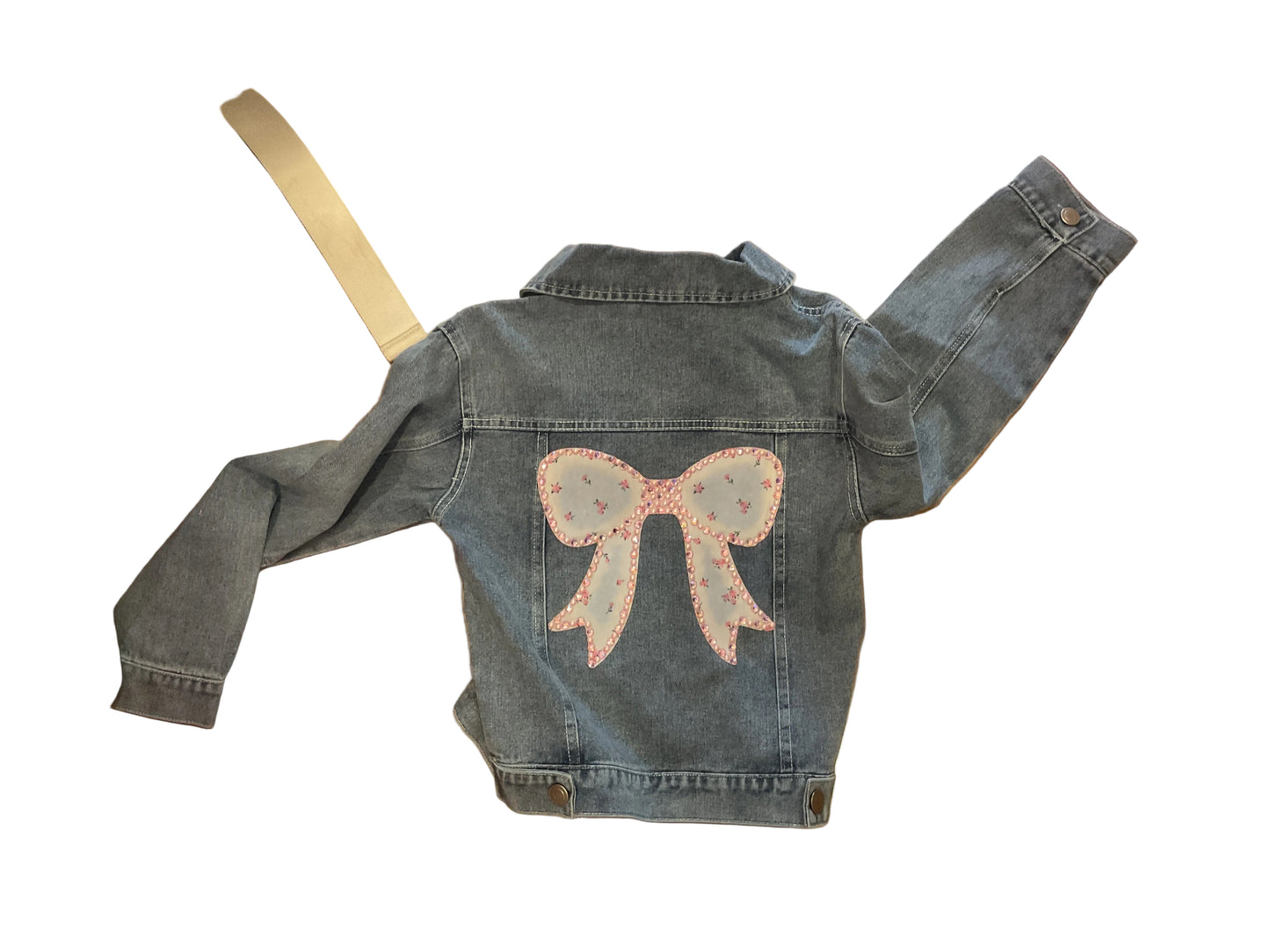 Rhinestone bow jean jacket