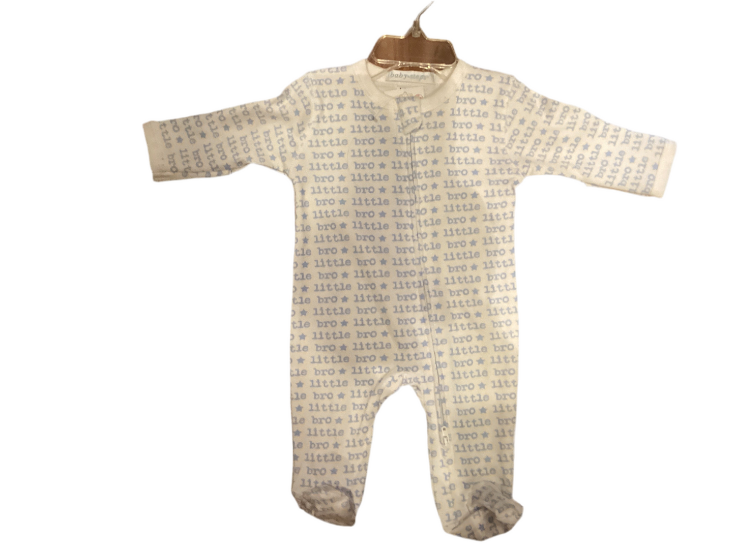 Baby steps little bro blue onesie