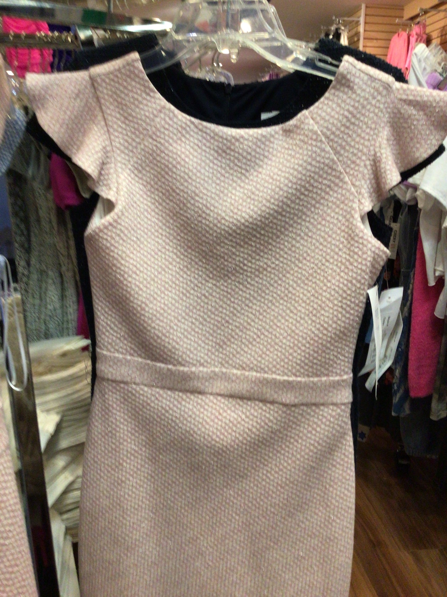 By Debra light pink ruffle sleeve dress