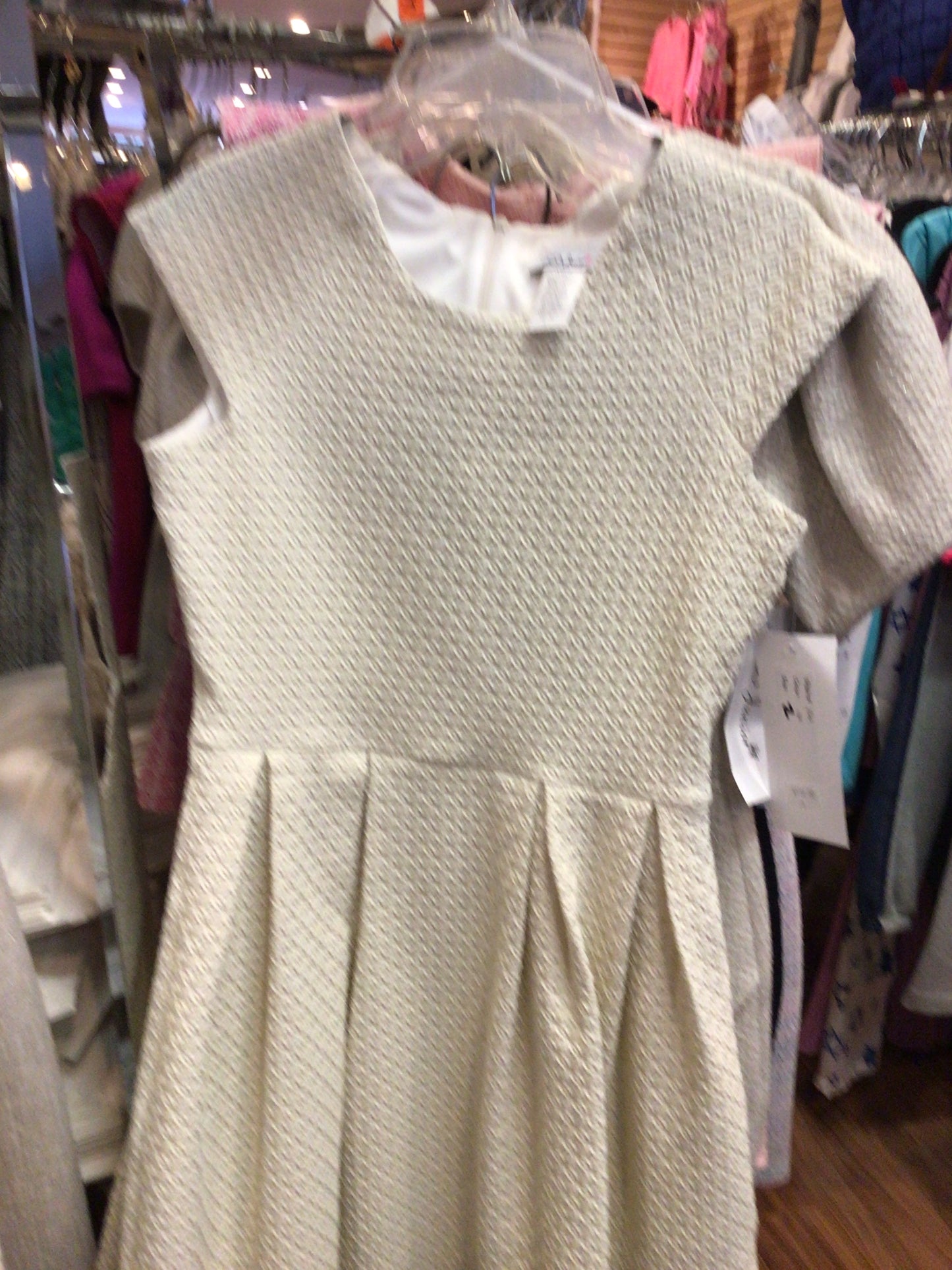 BD Junior cream diamond pleated dress