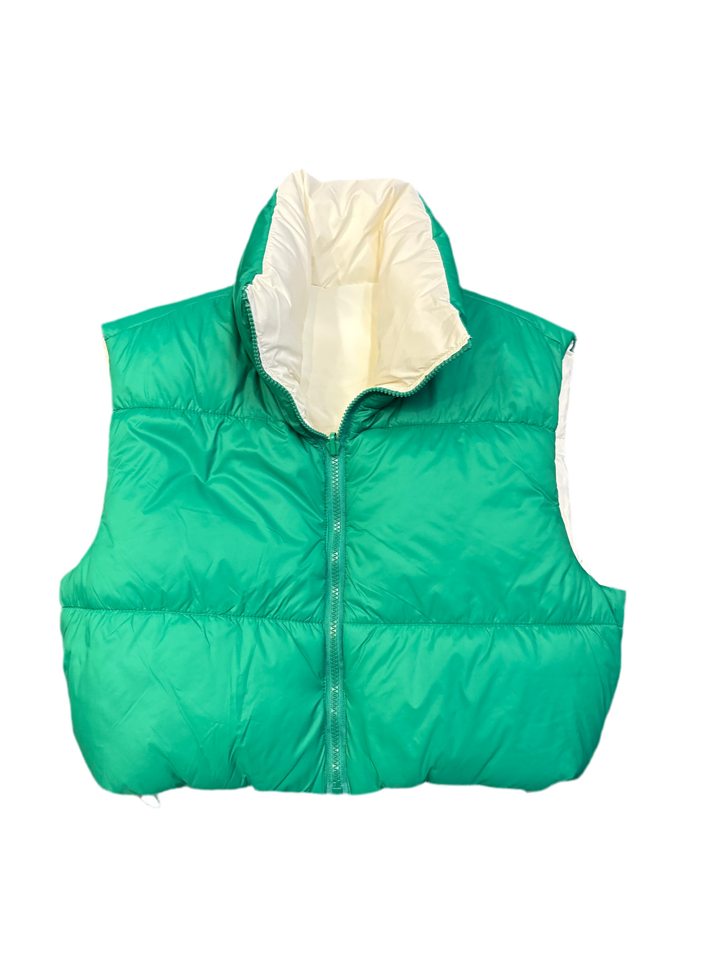 Crop green reversible vest
