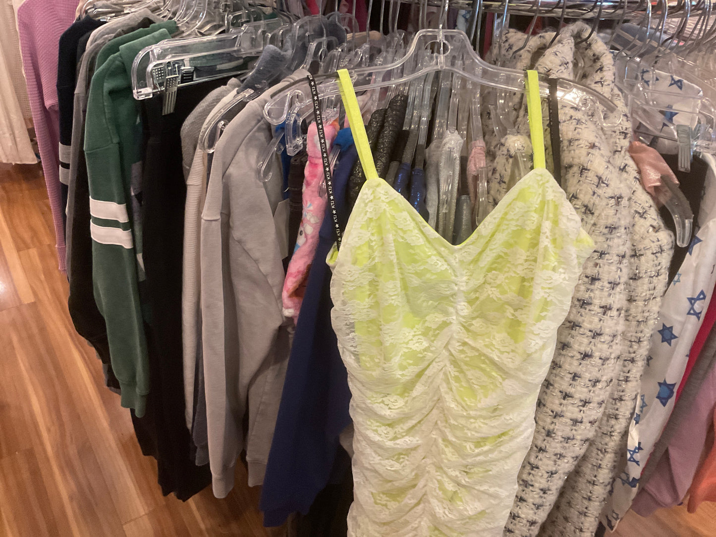 Katiej junior fluorescent yellow lace dress