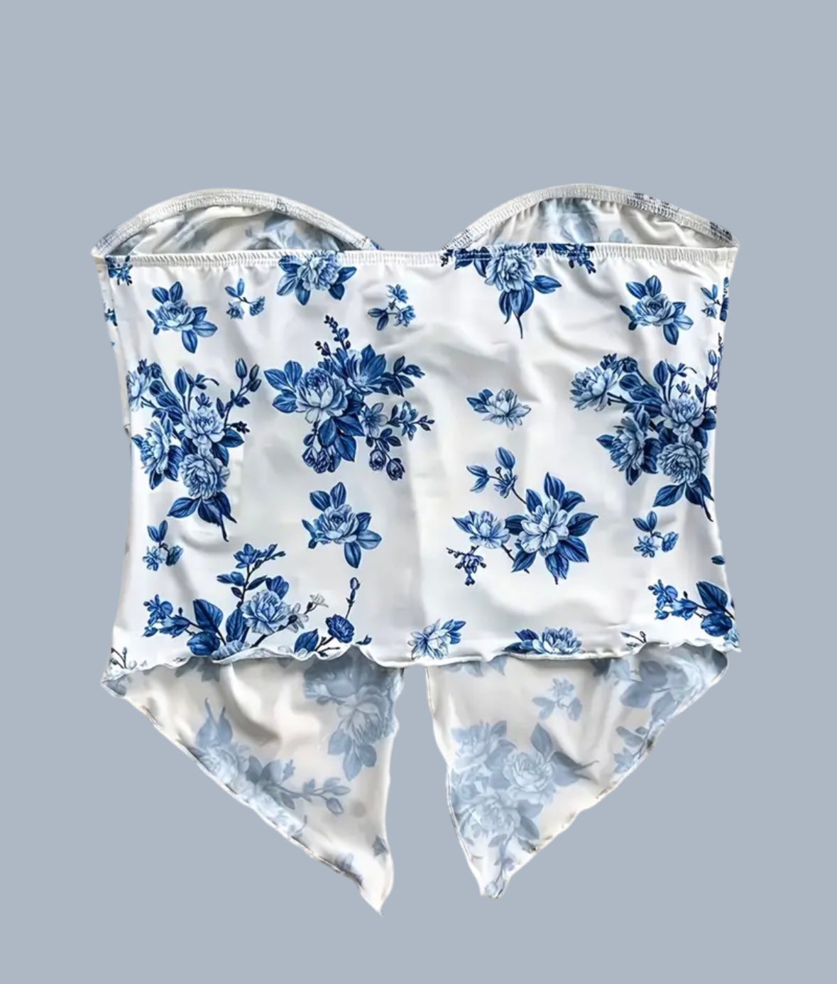 MKK Blue & White Flower Tube Top