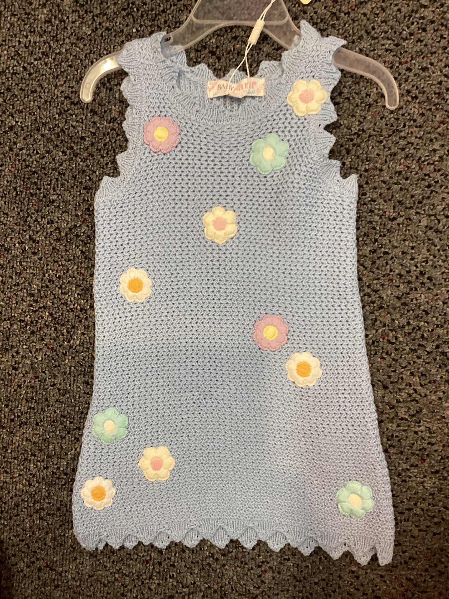 Baby Sara blue flower crochet dress