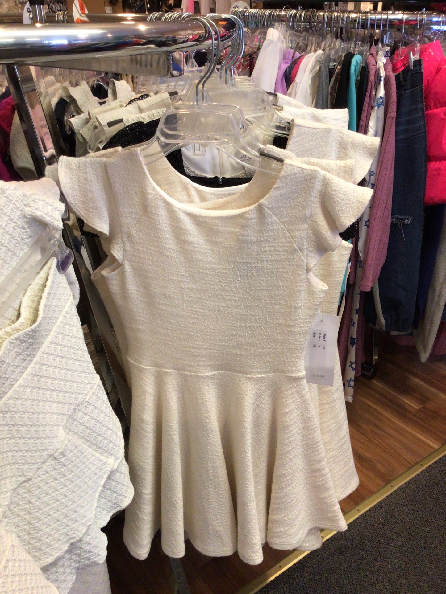 By Debra solid tweed cream dress