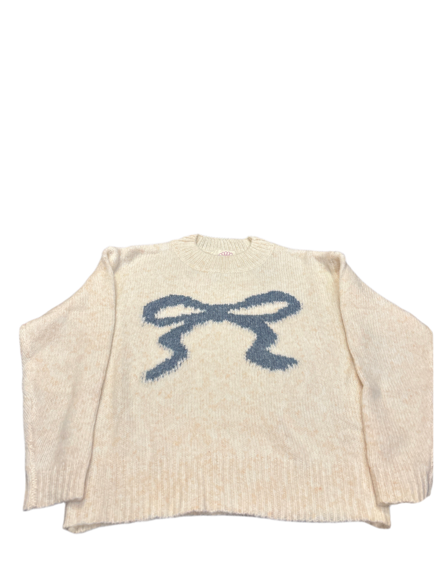 Ivory blue bow sweater