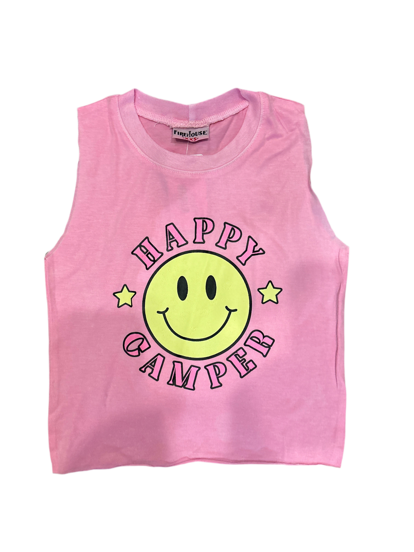 Neon Pink happy camper tank