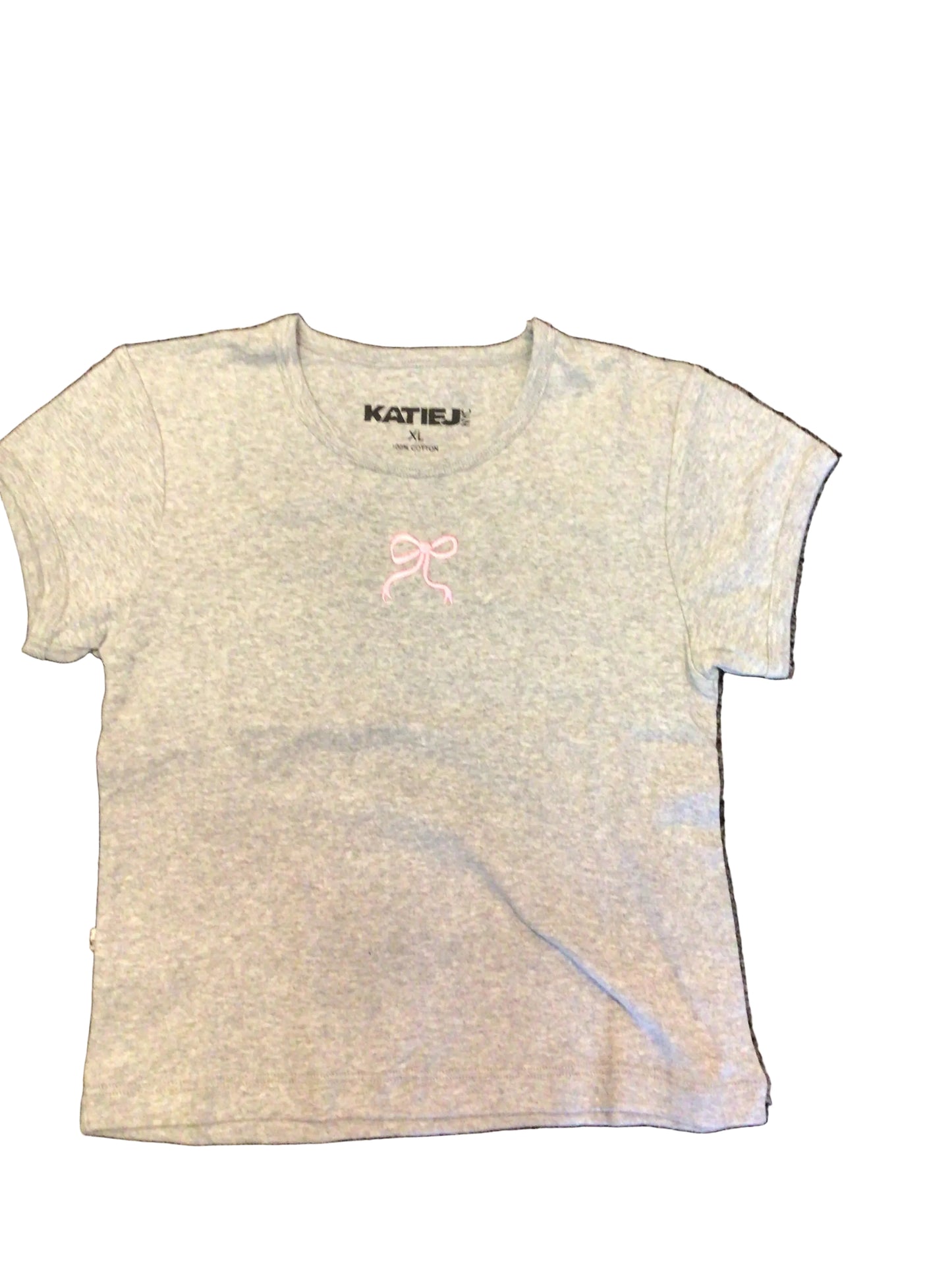 Katie J heather grey bow tshirt