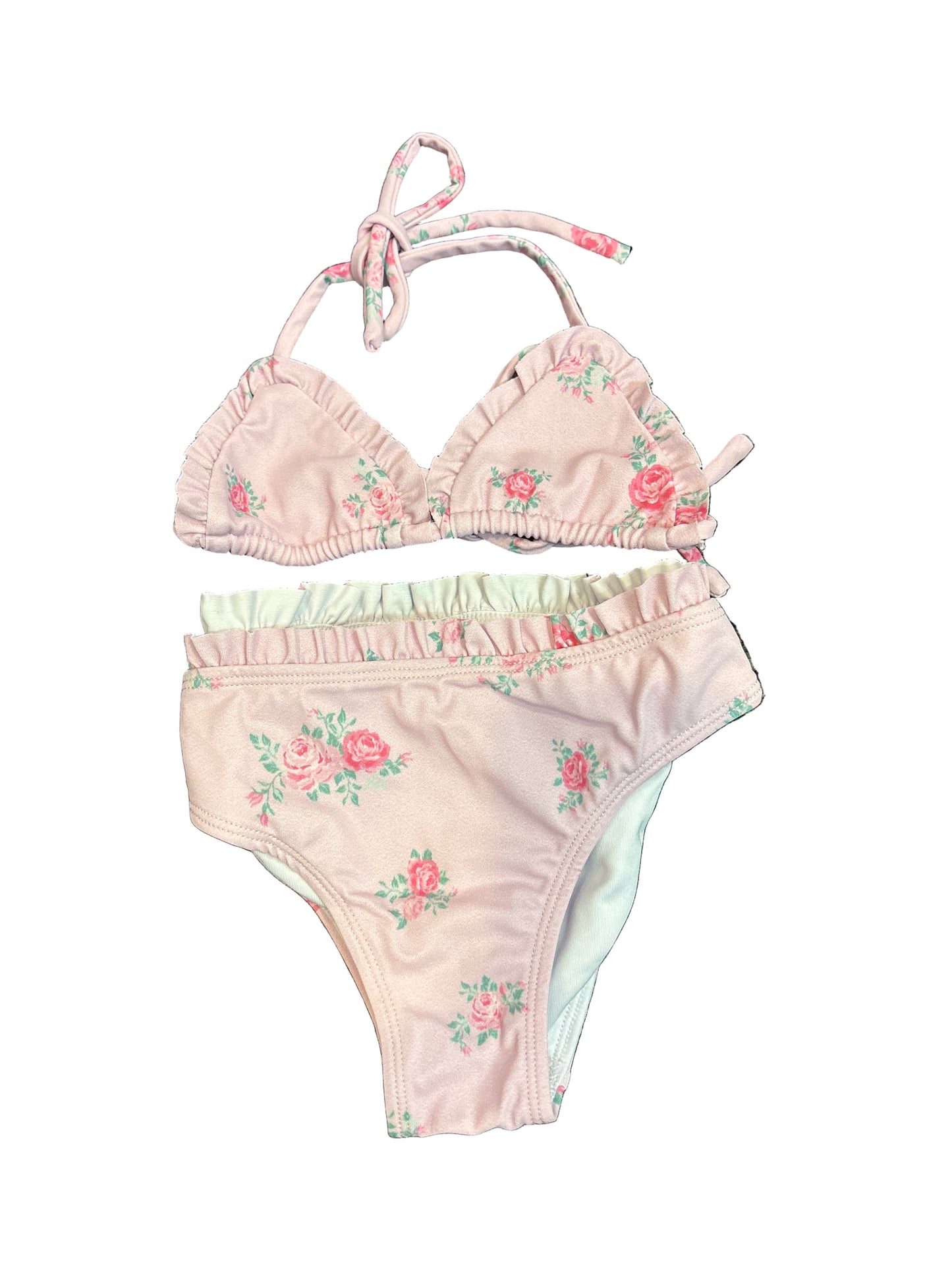 Pink cabbage rose bikini