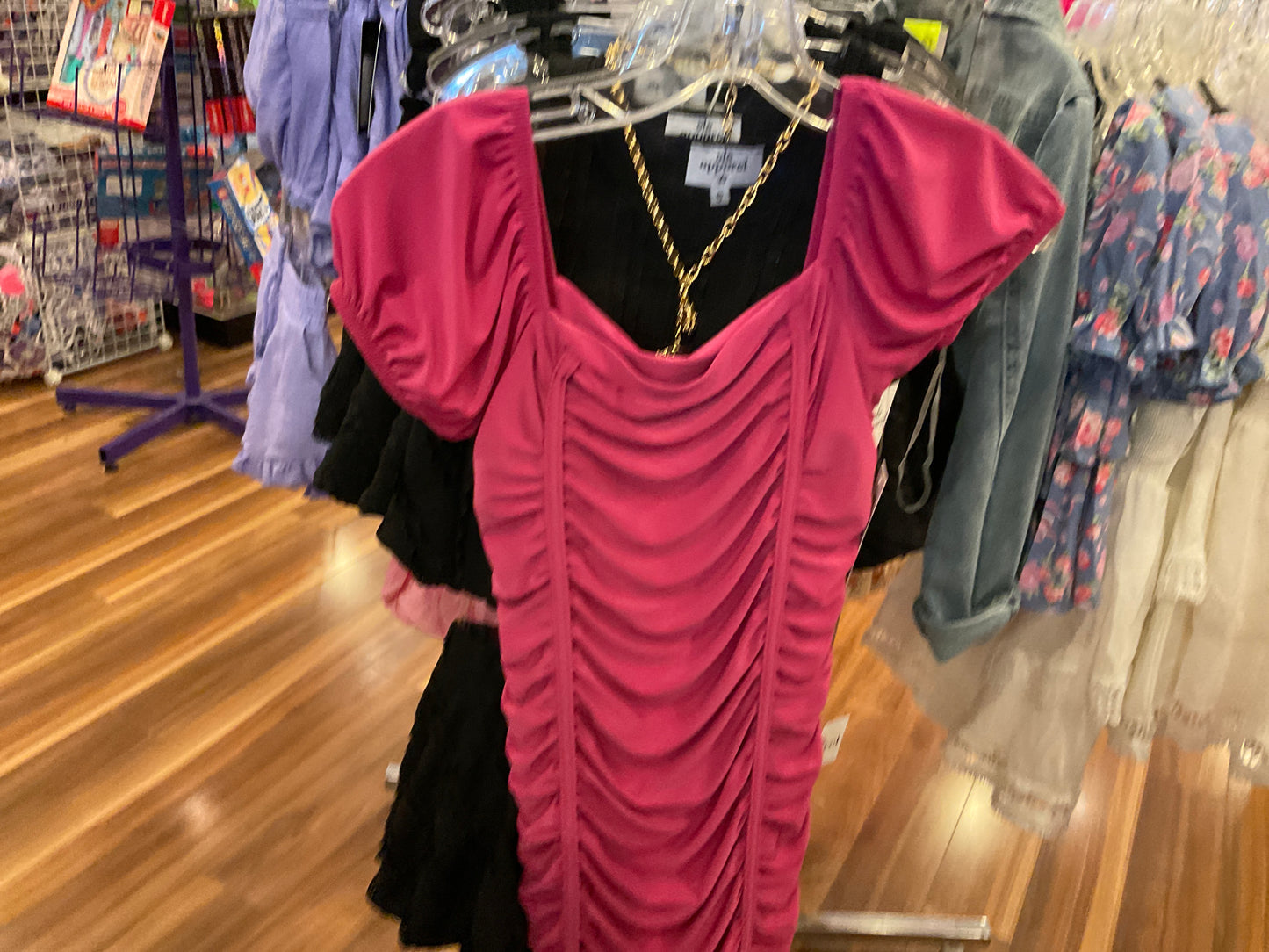 Cheryl kids magenta ruched dress