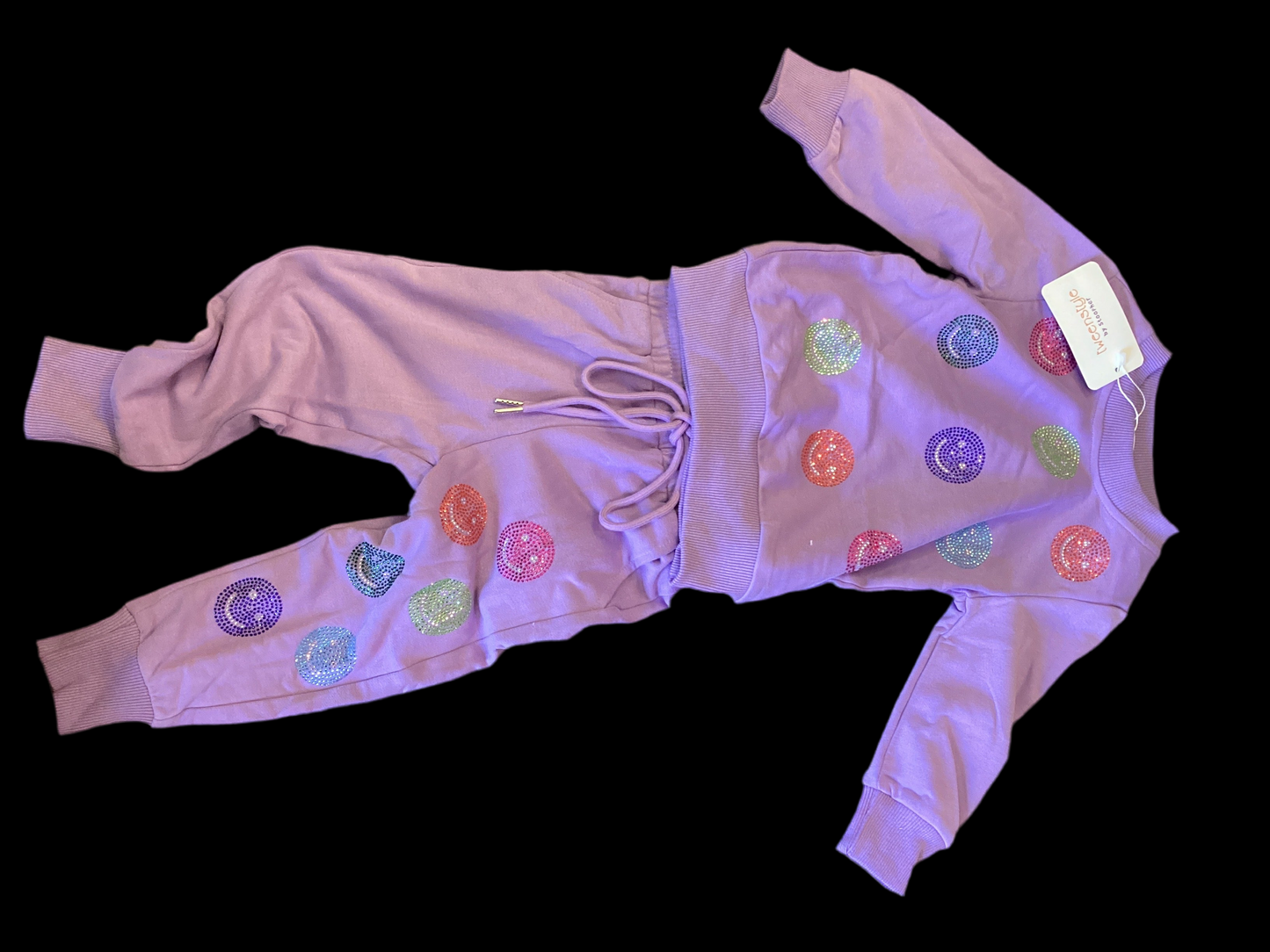 Purple Sequin Smiles sweatshirt & pant set