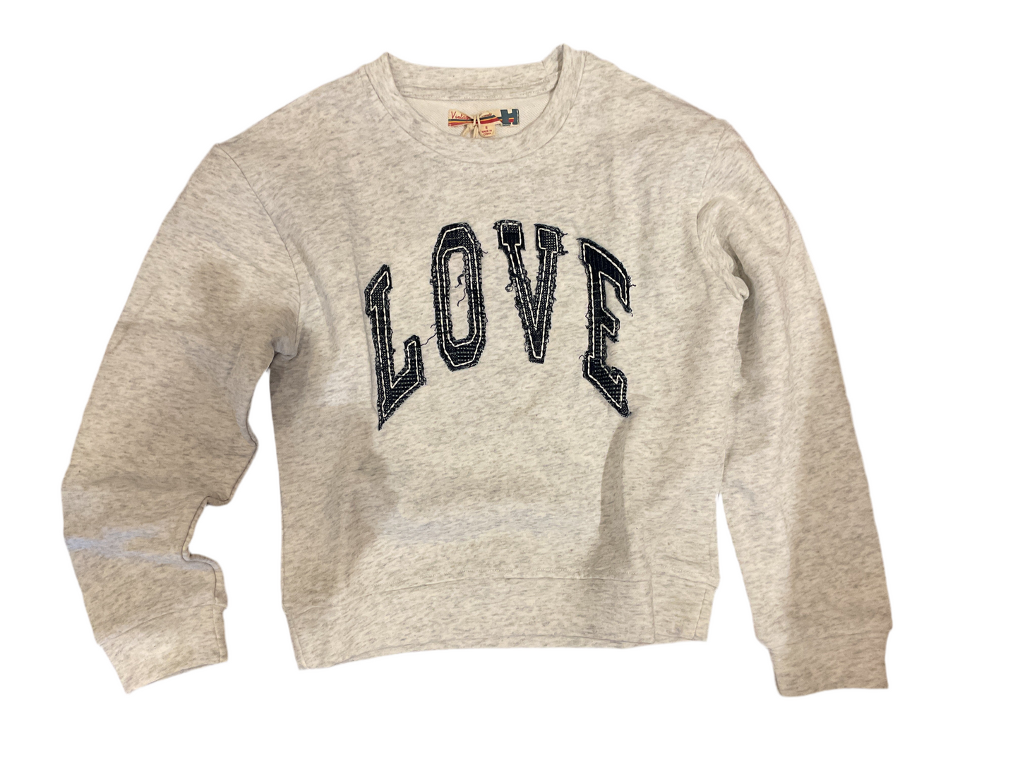 Distressed Love Patch Sweatshirt