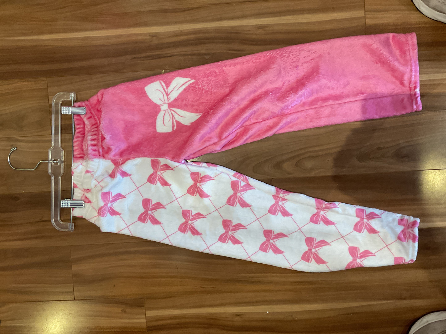 Penelope pink and white bow cozy pants