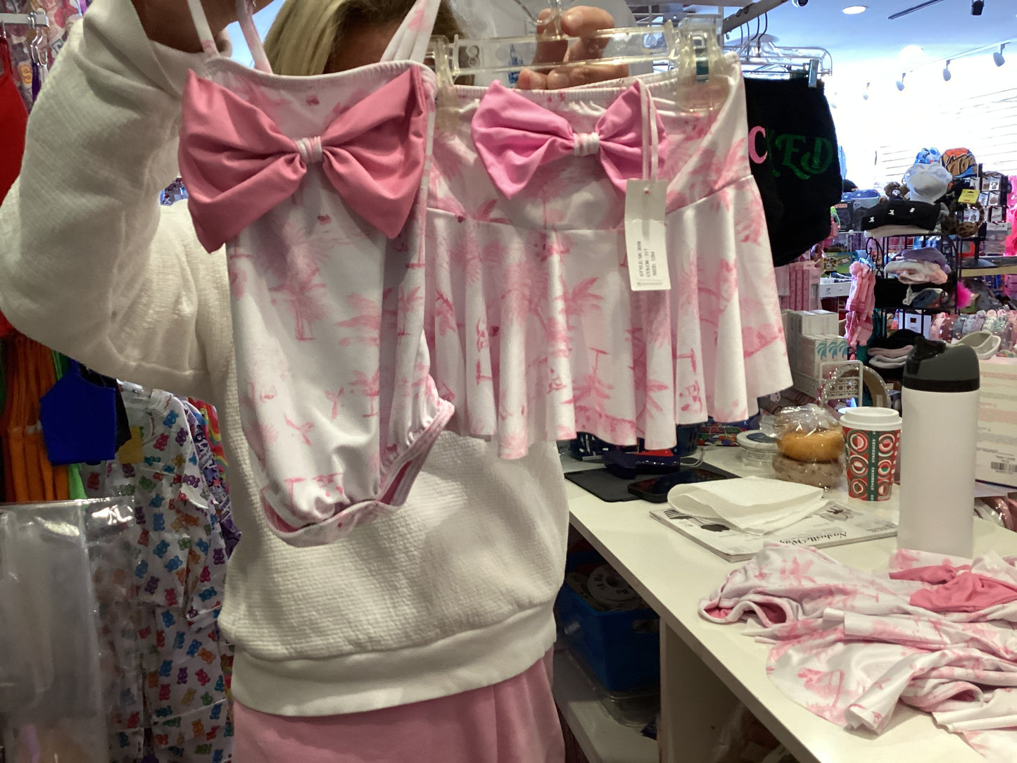 Planet Sea baby girl pink bow bathing suit w/skirt