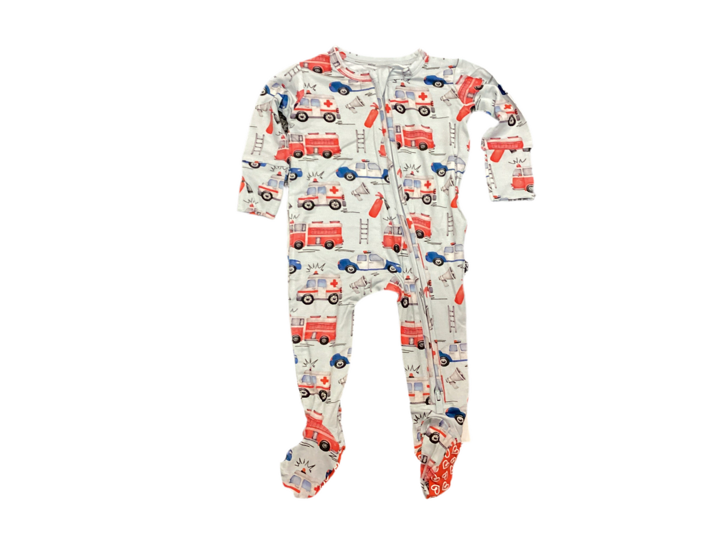Lev Baby fire truck/police car zippered footie
