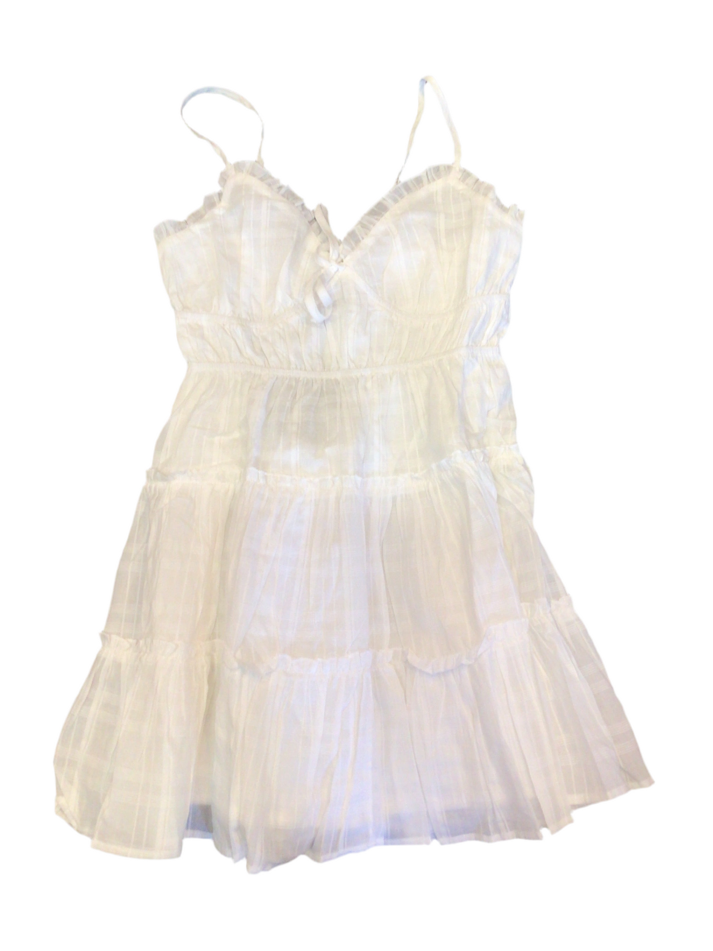 Le Lis white spaghetti tiered dress