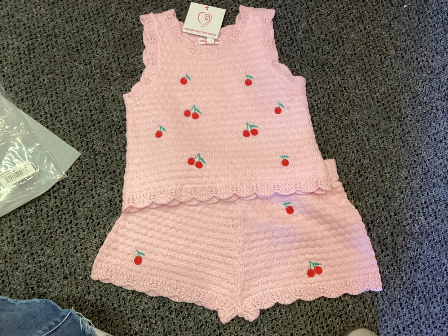 Design History pink cherry short set