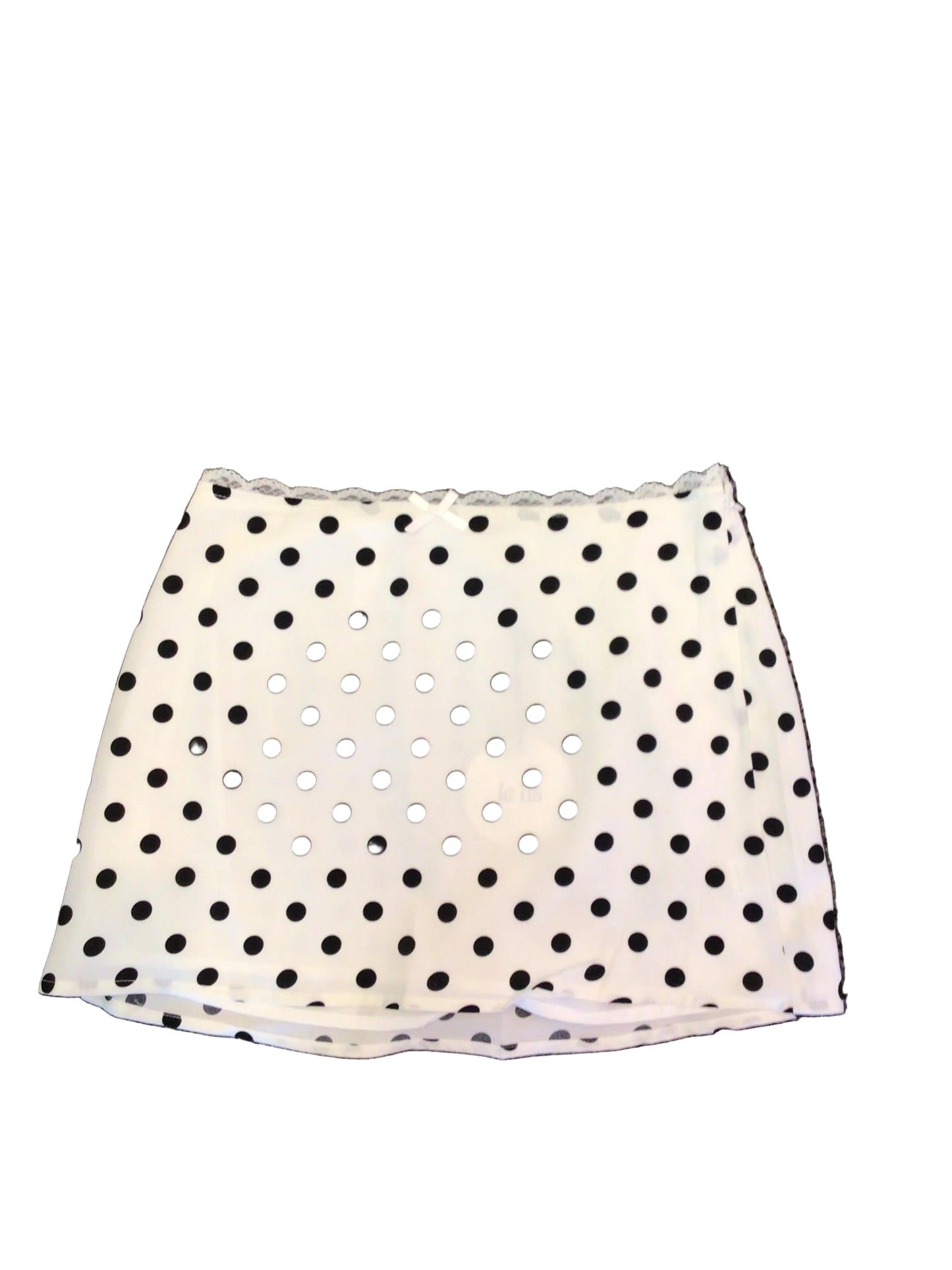 Le Lis white polka dot silk skirt