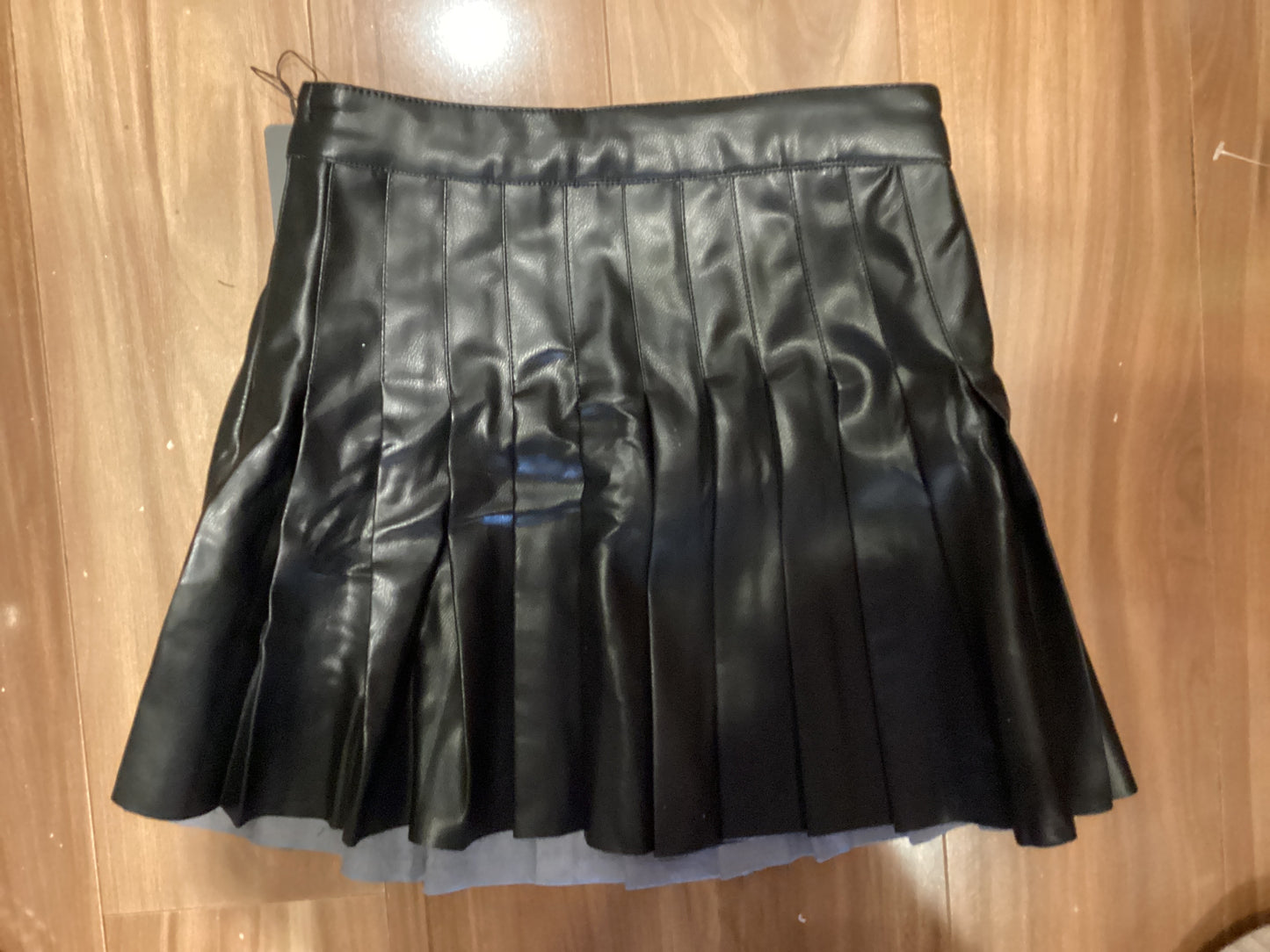 FBZ Blk leather pleated Skirt