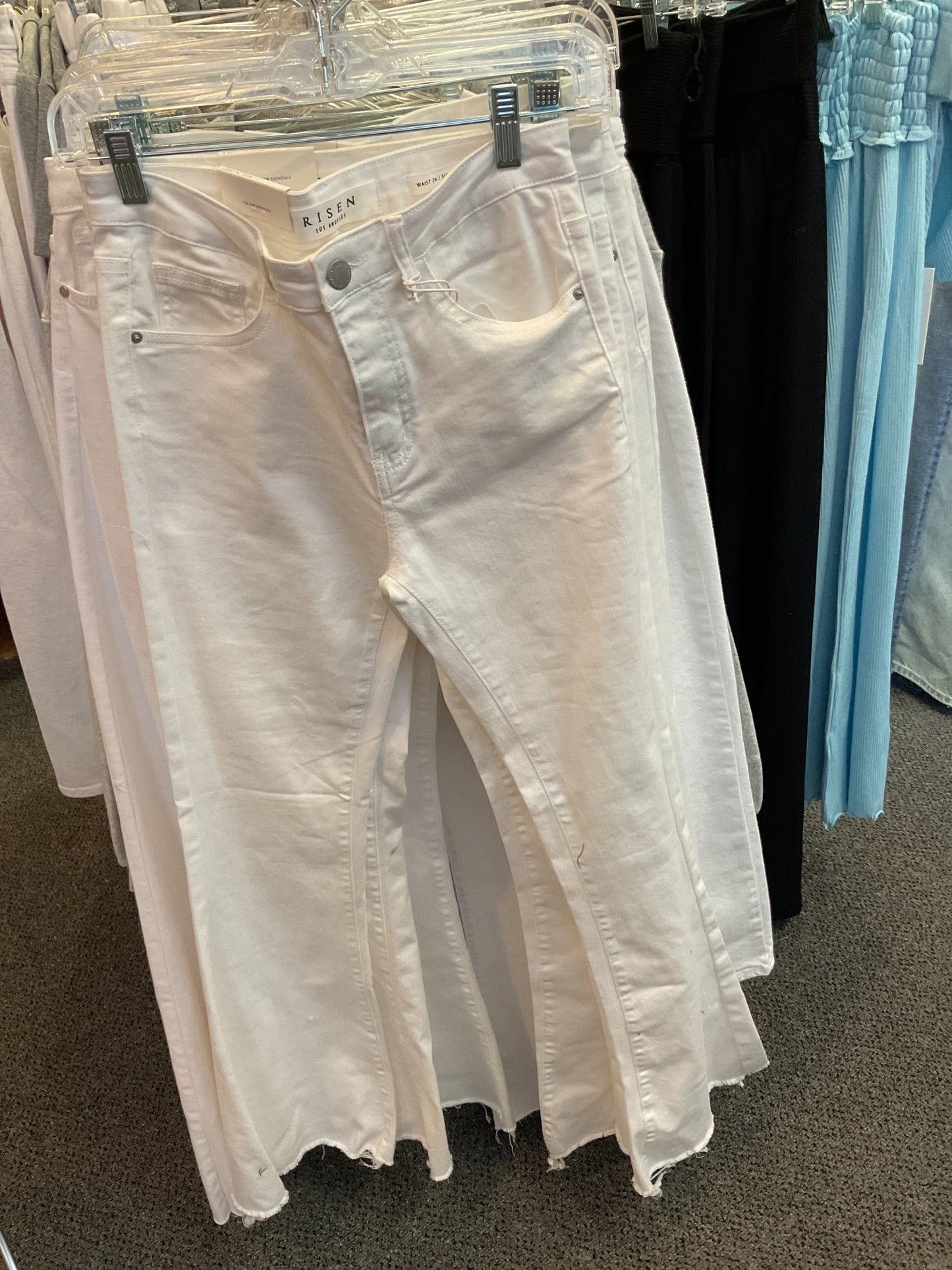 Risen white mid rise flare