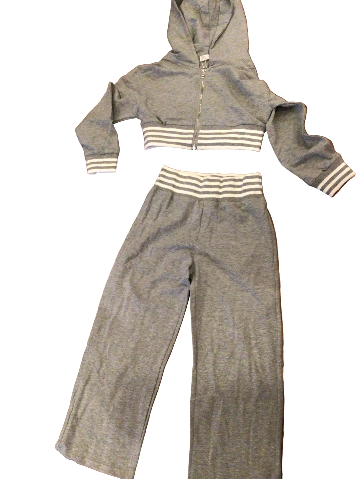 Tweenstyle grey hoodie with white stripe set