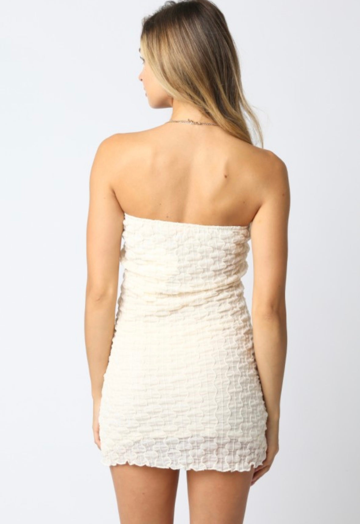 Cream spandex dress with bows