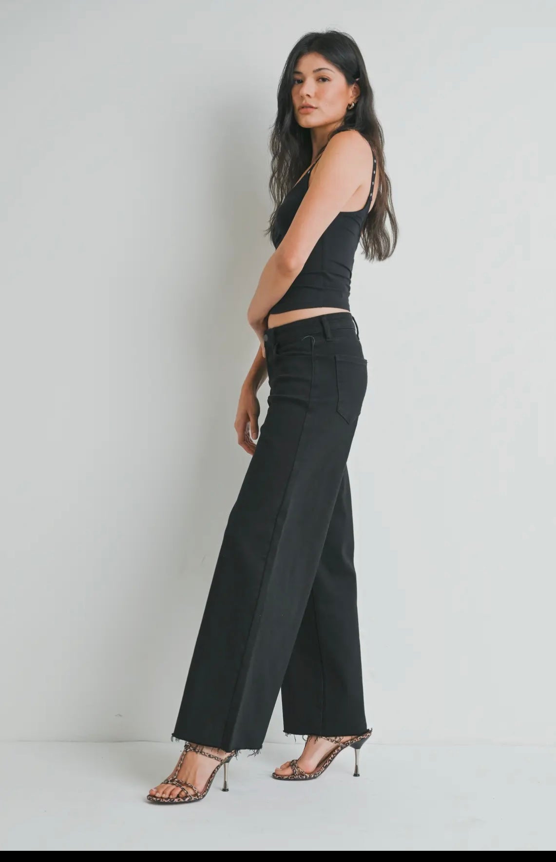 Just USA black denim relaxed wide leg