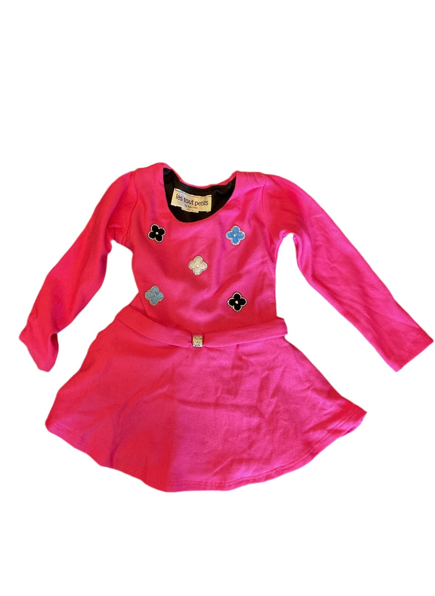 Pink/black skater dress love buckle