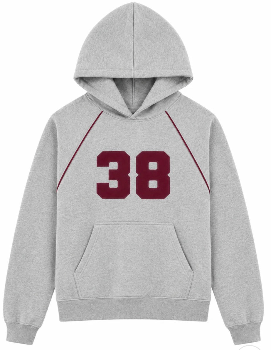 Katie J grey/burgundy hoodie