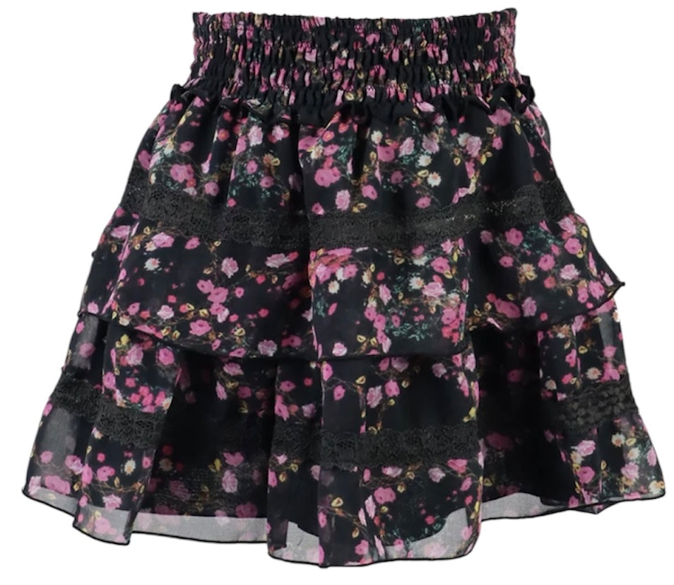 FBZ black/pink floral skirt