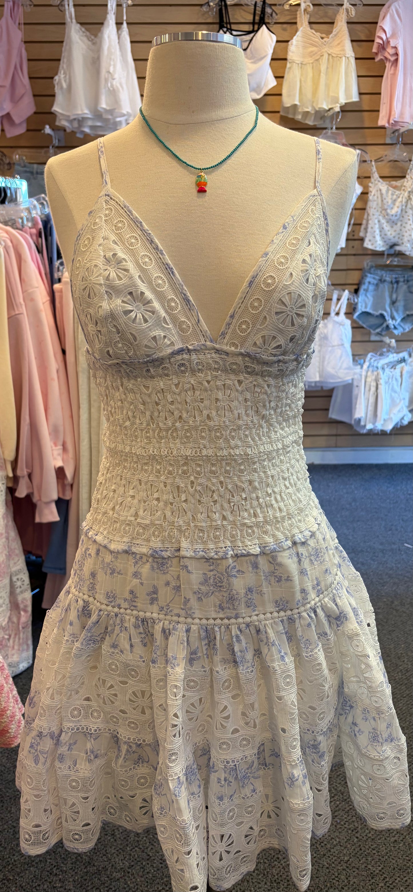 Blue Poppy Lace & Floral Dress