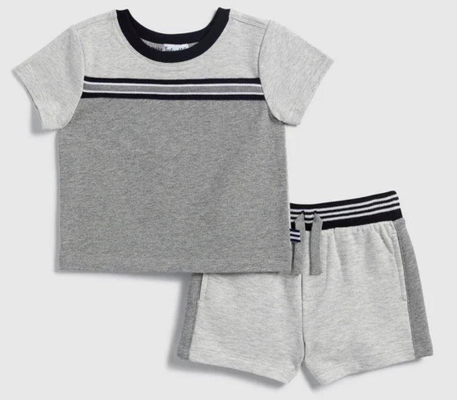 Stone/Heather Stripe Short Sleeve Set