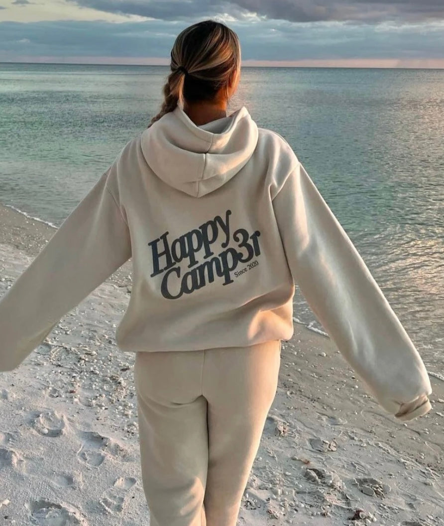 Happy Camp3r beige hoodie