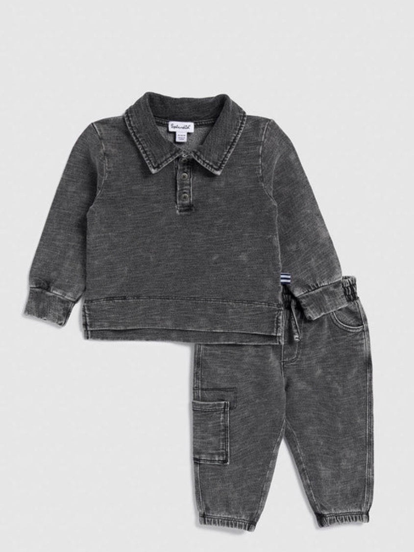 Splendid long sleeve black polo set