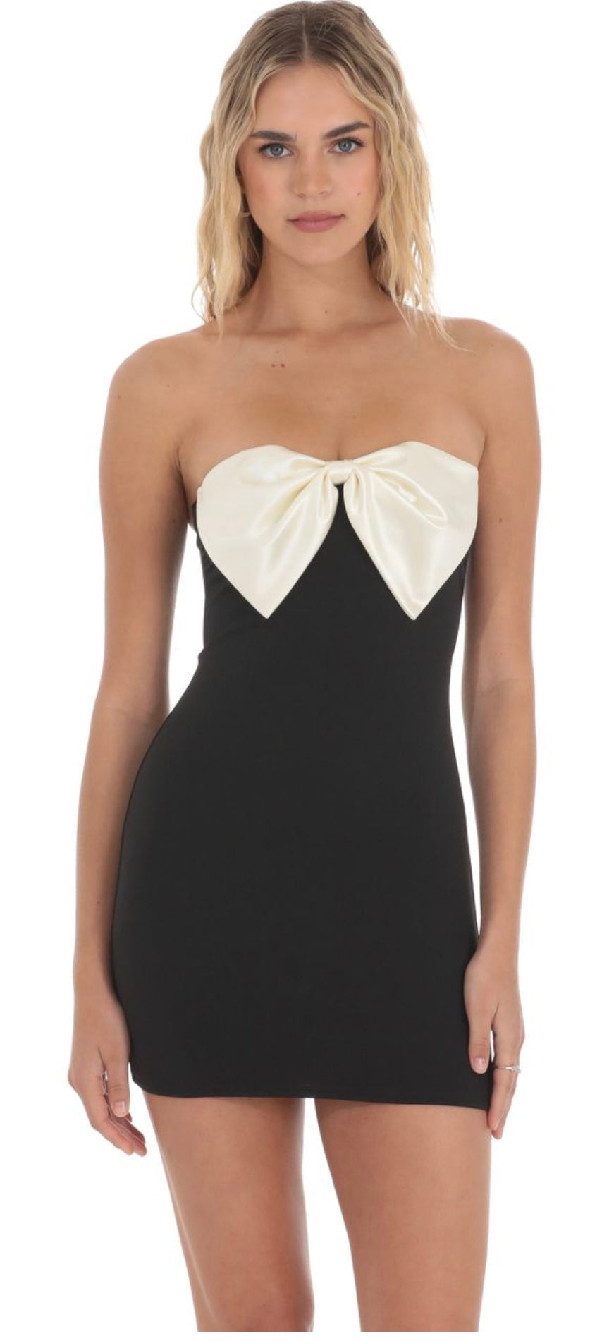 Black Dress w Cream Bow