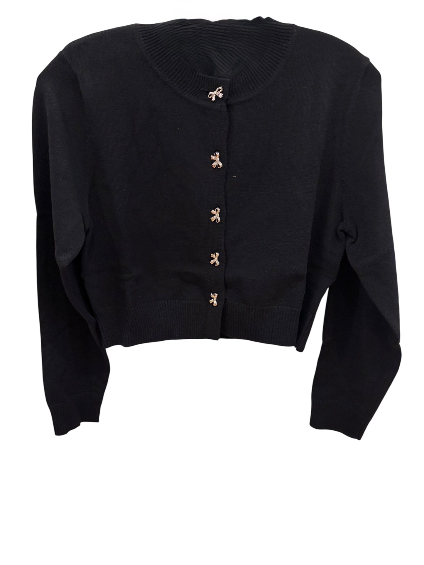 Black Bow Button Cardigan