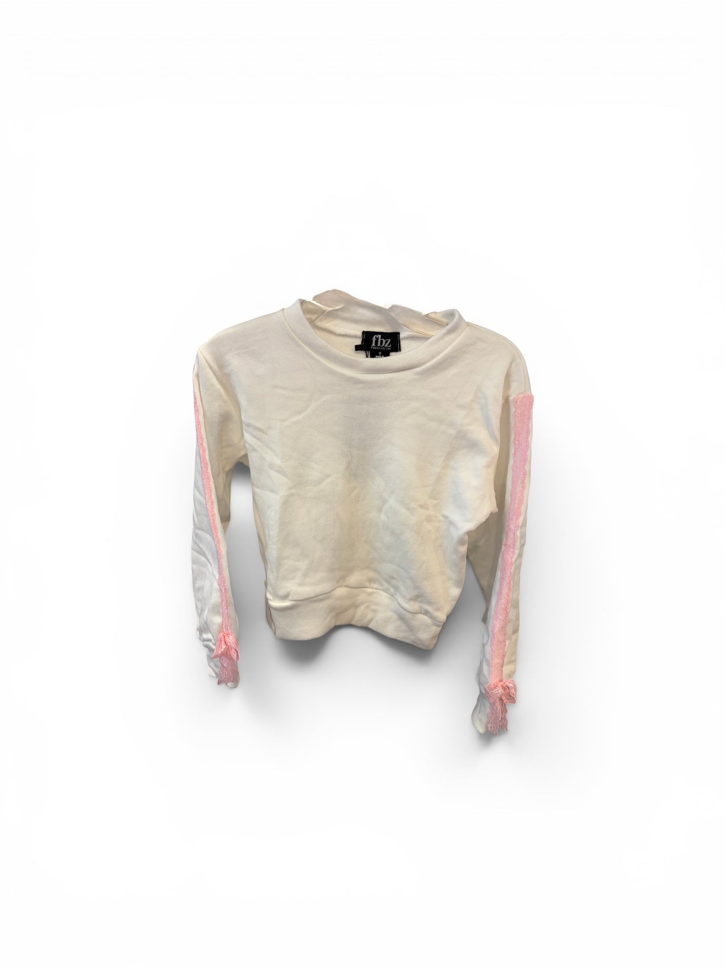 Off White Crew w Lace Trim