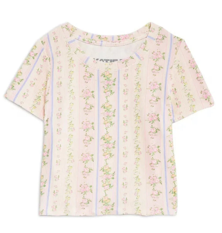 Livi shabby floral stripe tee