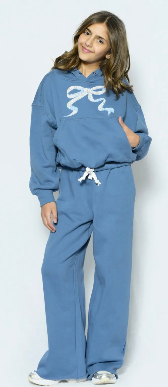 Shane wide leg pant blue w floral bow