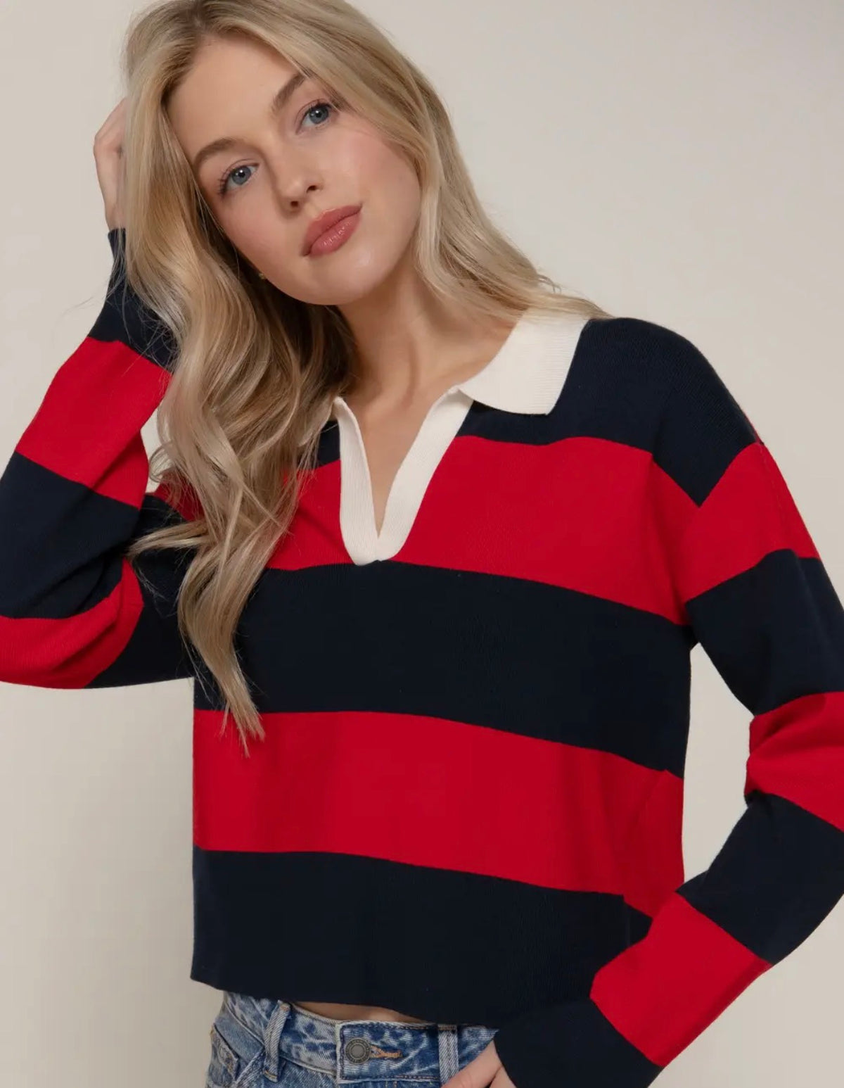 Striped polo rugby sweater