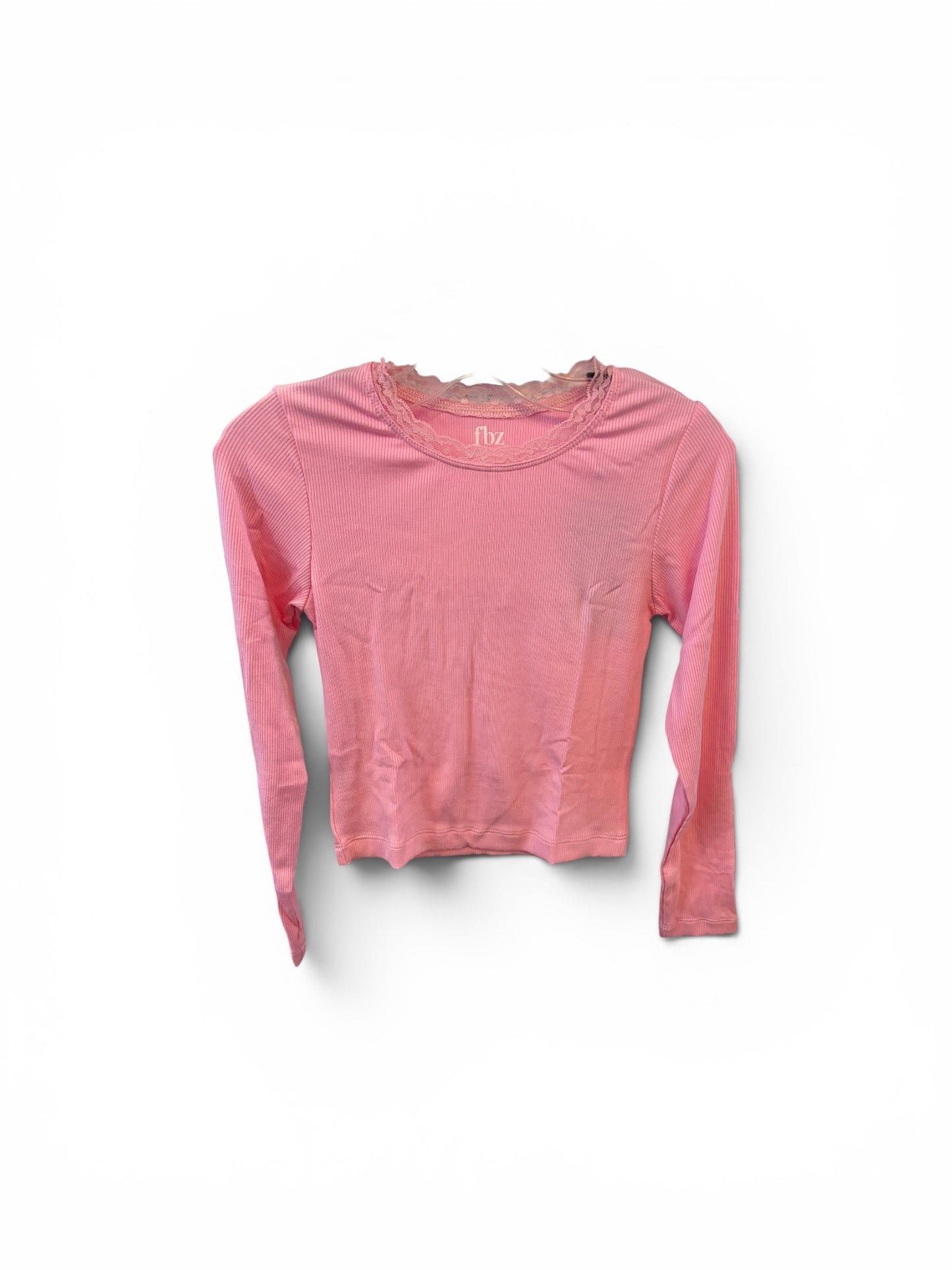 Pink Long Sleeve w Lace Trim