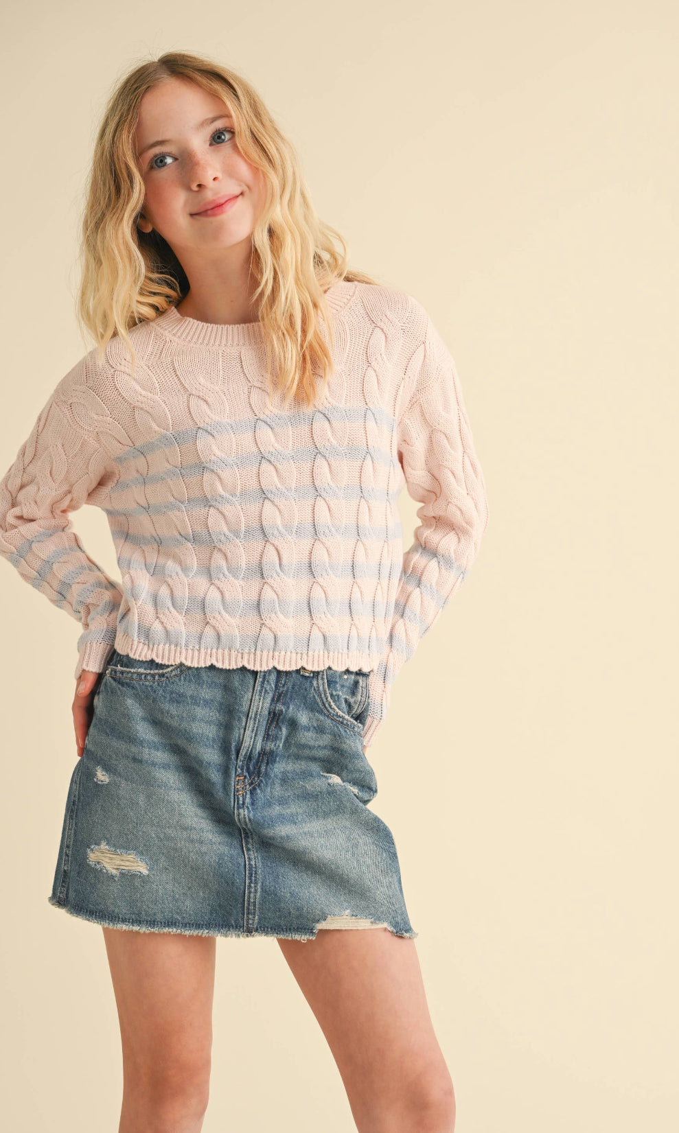 Pink & Gray Knit Sweater