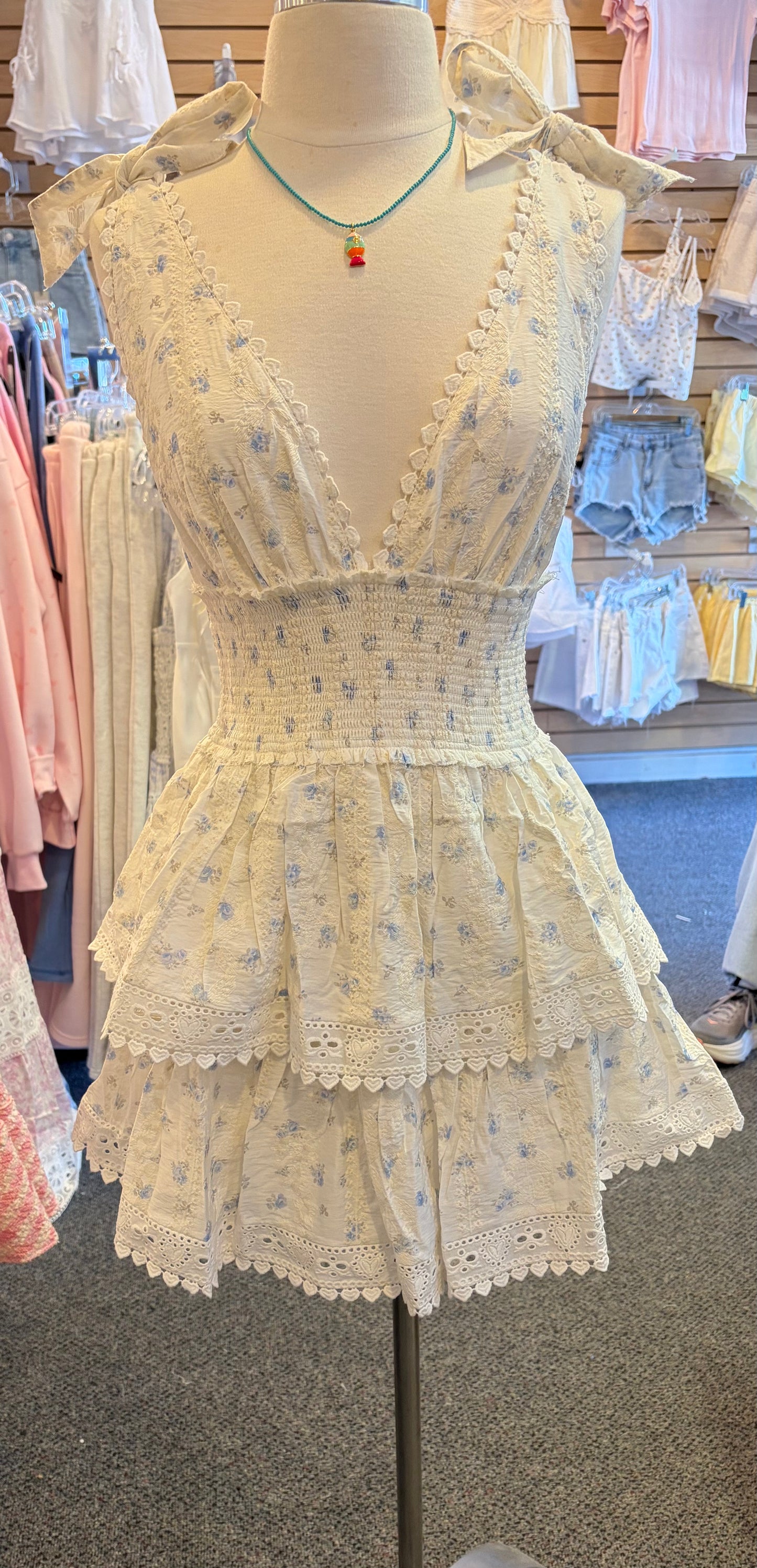 Deep V Floral Dress