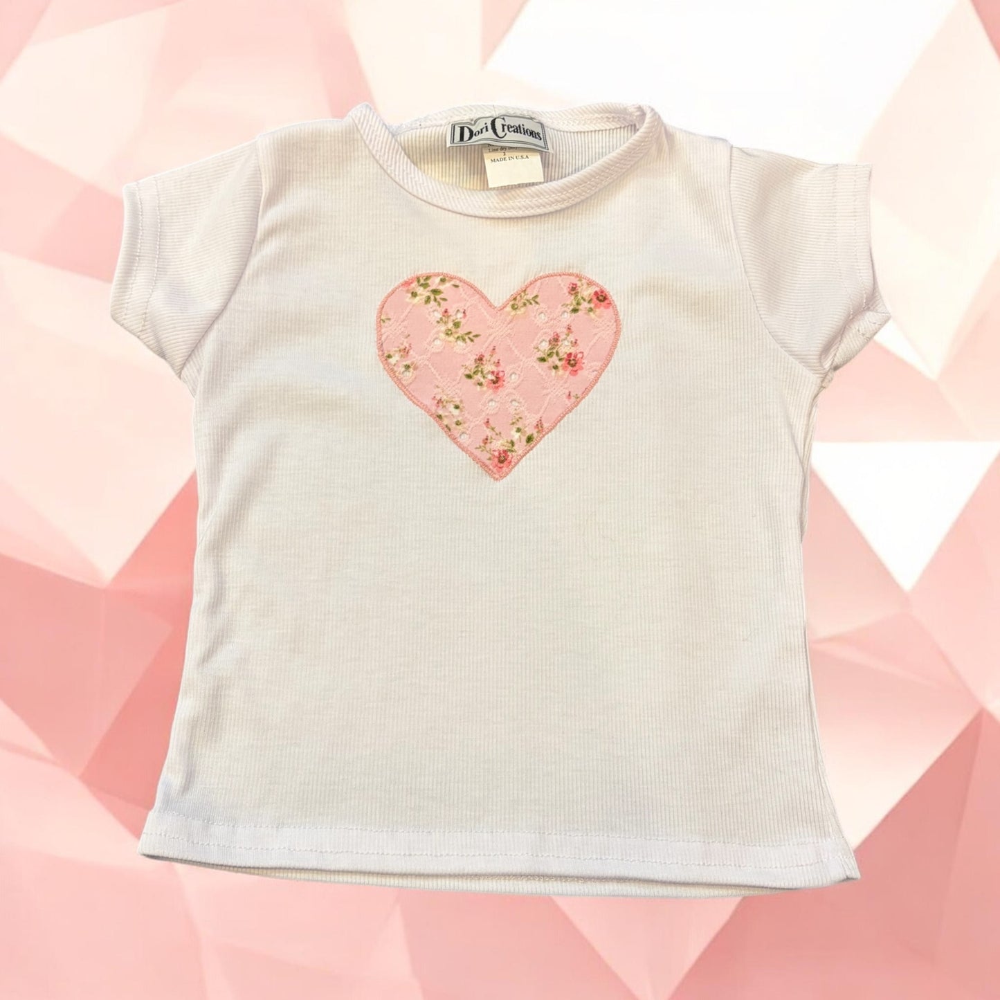 Pink Eyelet Heart Tee