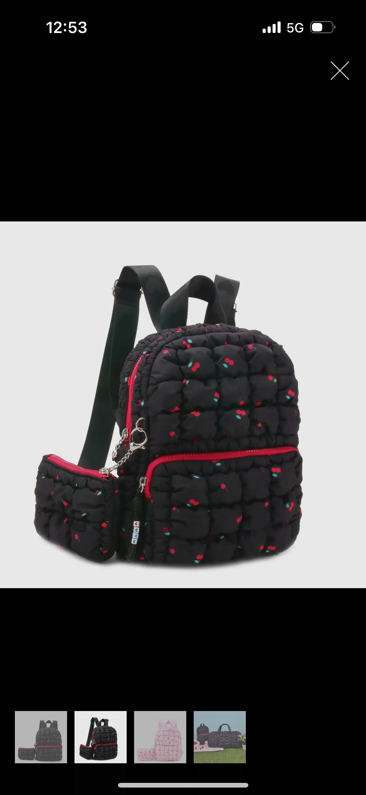 OMG cherry scrunch backpack